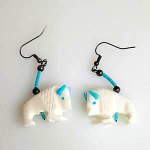 Marble & Turquoise Buffalo Hand made by Zuni artist Todd Etsate sterling silver